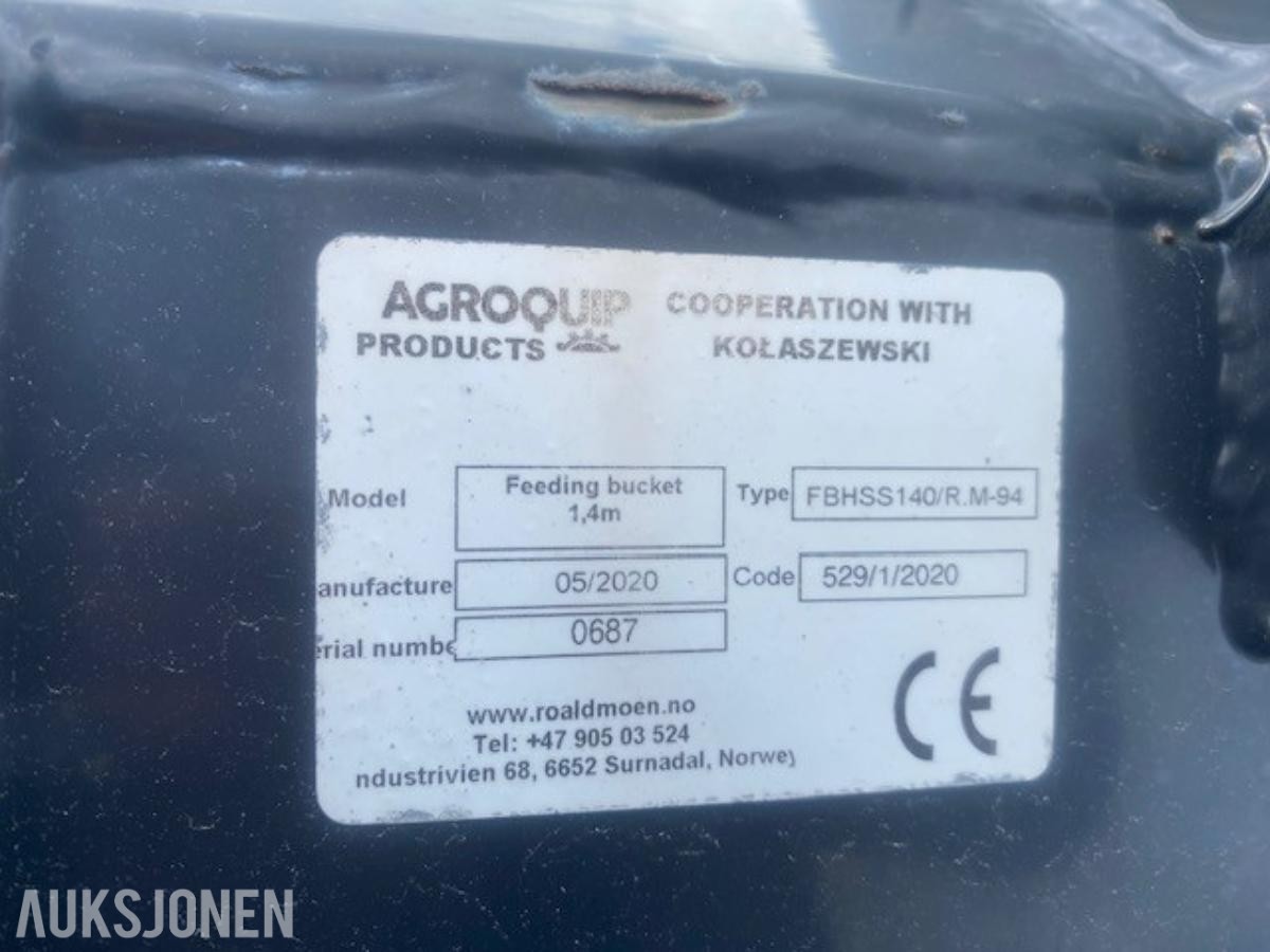 2020 Agroguip FBHSS140 Hydraulisk Fôringsskuffe
